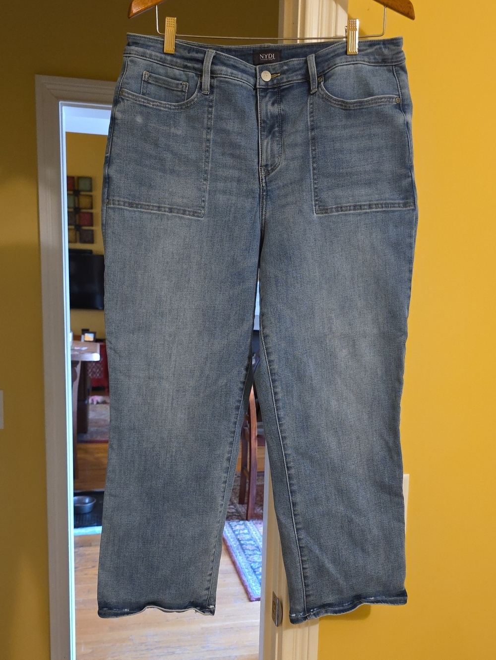 NYDJ Light Blue Straight-Leg Jeans with Front Patch Pockets